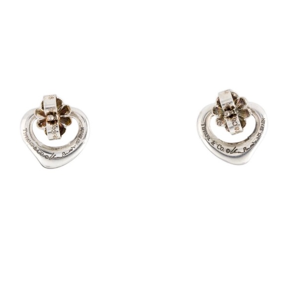 Authentic Tiffany & Co. Open Heart Earrings Sterling Clean - Picture 4 of 5